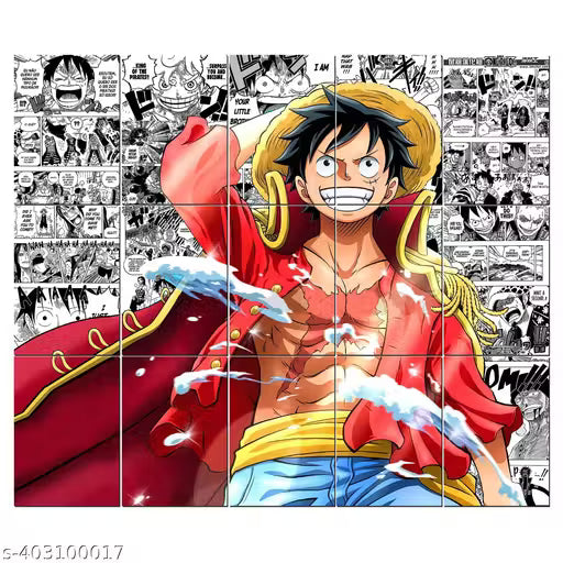 One Piece Monkey D. Luffy Poster Set – Pack of 15 A4 Manga & Anime Wall Prints (300 GSM)