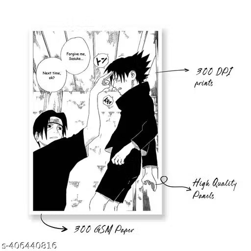 Naruto Itachi Uchiha Manga Panel Wall Art Set – 12 Unframed A4 Anime Posters (300 GSM)