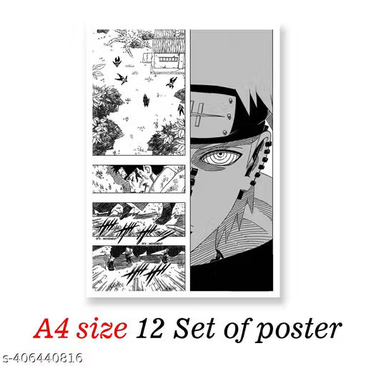 Naruto Itachi Uchiha Manga Panel Wall Art Set – 12 Unframed A4 Anime Posters (300 GSM)