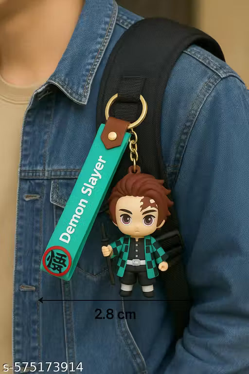 Tanjiro Kamado Demon Slayer Keychain Set – Chibi Figure with Premium Strap & Sword Charm