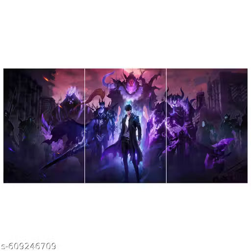 Solo Leveling Sung Jinwoo Split Wall Poster Set – 3-Piece A4 Anime Art Prints (300 GSM)