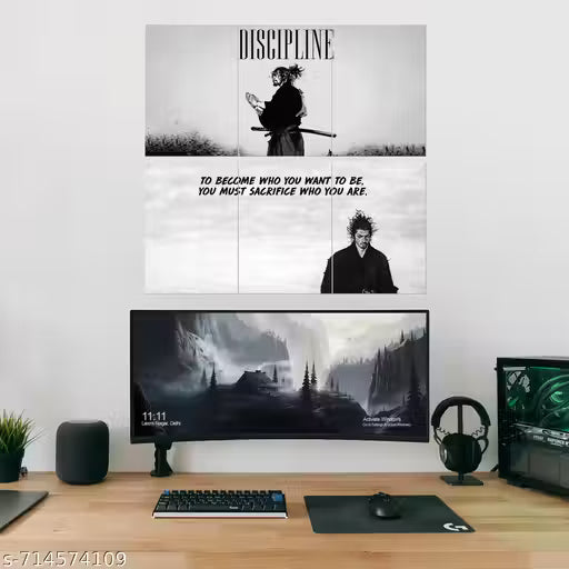 Discipline Motivational Wall Poster Set – Pack of 6 A4 Split Design Art Prints (300 GSM, Unframed)