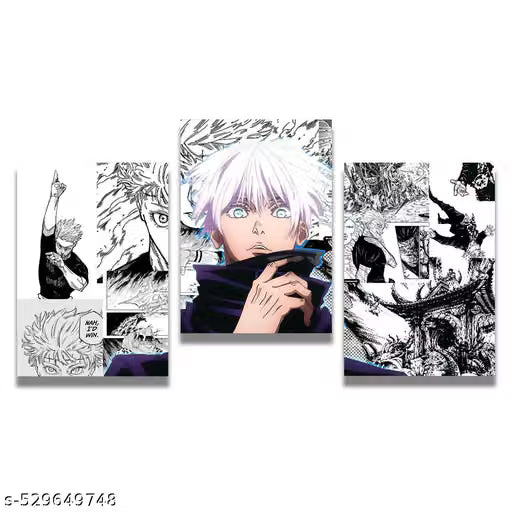 Jujutsu Kaisen Satoru Gojo Wall Poster Set – Pack of 3 A4 Art Prints (300 GSM) with Free Glue Dots