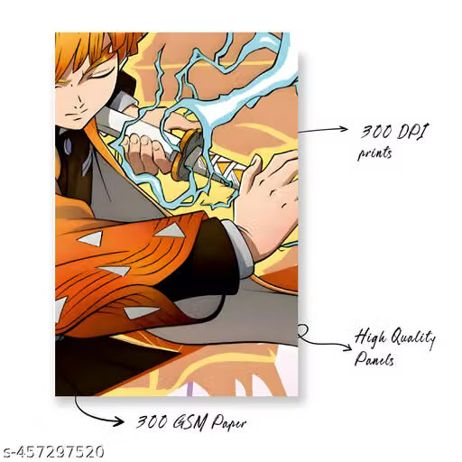 Zenitsu Thunder Breathing Manga Panel Wall Decor Pack – 12-Piece High-Definition A4 Poster Kit