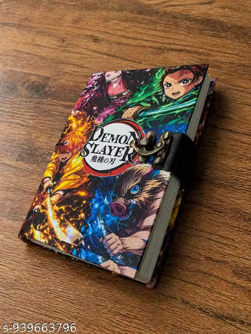 Demon Slayer Printed B6 Hardcover Journal with Lock Clasp by Desi Craft Hub (200 Pages)