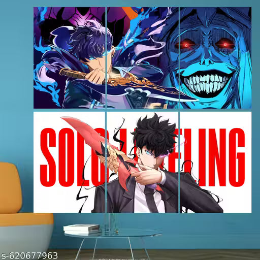 Solo Leveling Anime Wall Poster Set – Pack of 6 A4 Art Prints (300 GSM) with Free Glue Dots