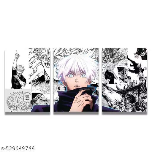 Jujutsu Kaisen Satoru Gojo Wall Poster Set – Pack of 3 A4 Art Prints (300 GSM) with Free Glue Dots