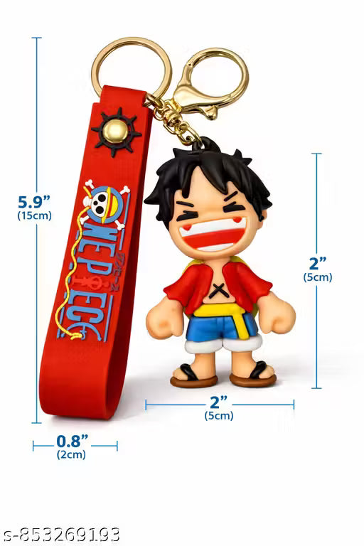 One Piece Monkey D. Luffy Premium Anime Keychain – PVC Figure Keyring with Leather Strap