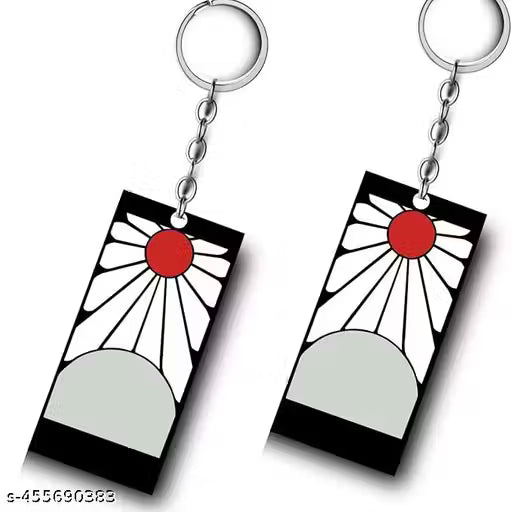 Demon Slayer Acrylic Anime Printed Keychain Set (Pack of 2) – Keyring for Bike, Scooty & Car