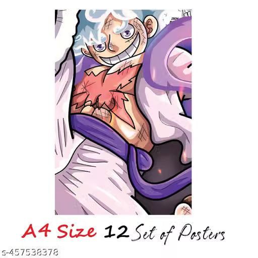 One Piece Luffy Manga & Anime Poster Set – Pack of 12 A4 Wall Prints (350 GSM, Unframed)