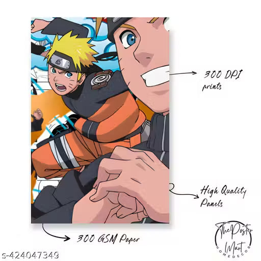 Naruto Uzumaki Manga Panel Poster Set – Pack of 12 A4 Art Prints (300 GSM, Unframed)