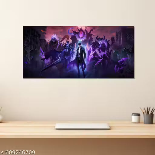 Solo Leveling Sung Jinwoo Split Wall Poster Set – 3-Piece A4 Anime Art Prints (300 GSM)