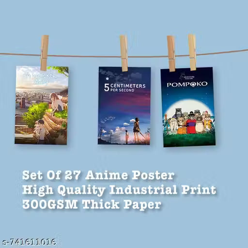 Studio Ghibli Anime Wall Collage Kit – Set of 27 Vintage A6 Art Prints (4x6 Inch, 300 GSM) with Double-Sided Tape