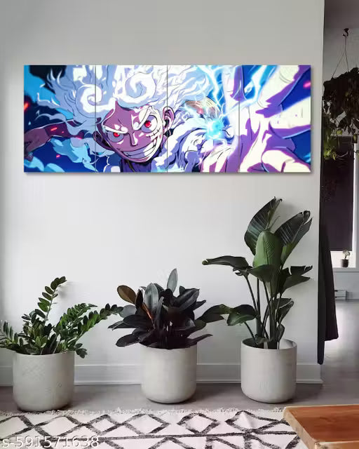 Luffy Gear 5 Anime Wall Poster Frame, 300 GSM premium matte paper 48 x 18 inch A3| Premium A3 Split Poster for Living Room, Bedroom, Workspace, Office Wall Art Decor