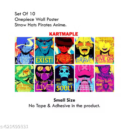 One Piece Poster Set – Pack of 6 A4 Anime Art Prints (300 GSM, Unframed)