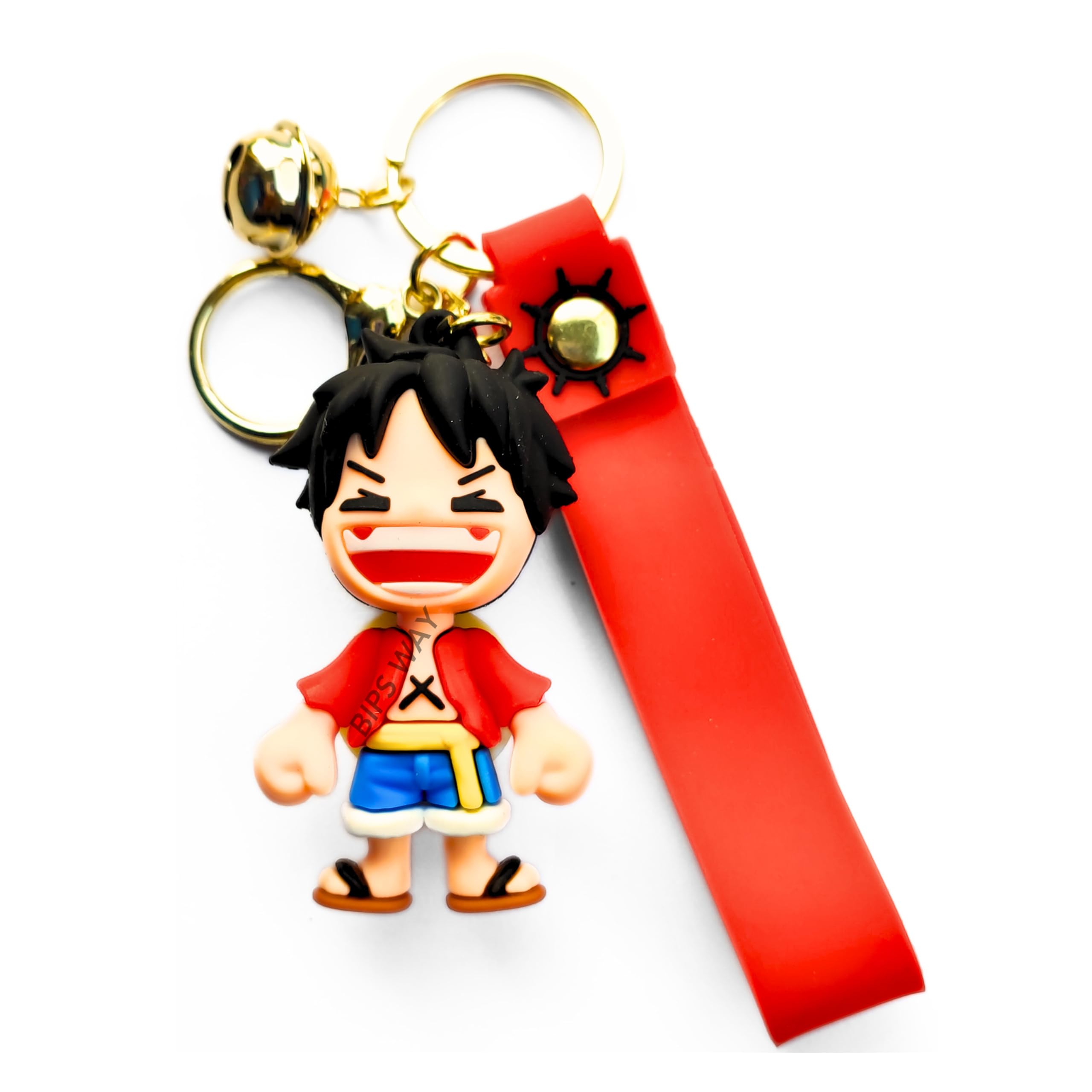 One Piece Monkey D. Luffy Premium Anime Keychain – PVC Figure Keyring with Leather Strap