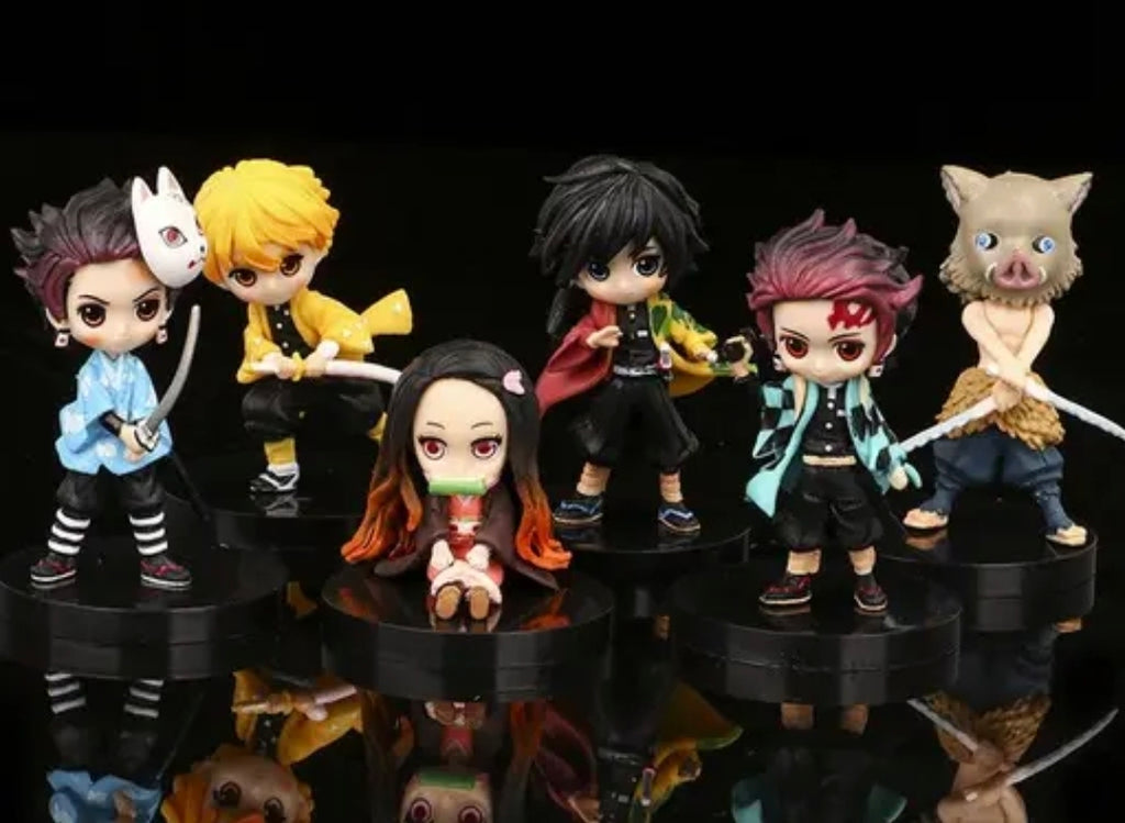 Demon Slayer Mini Action Figures Set of 6 (7cm) – Tanjiro, Nezuko, Zenitsu, Inosuke & Giyu