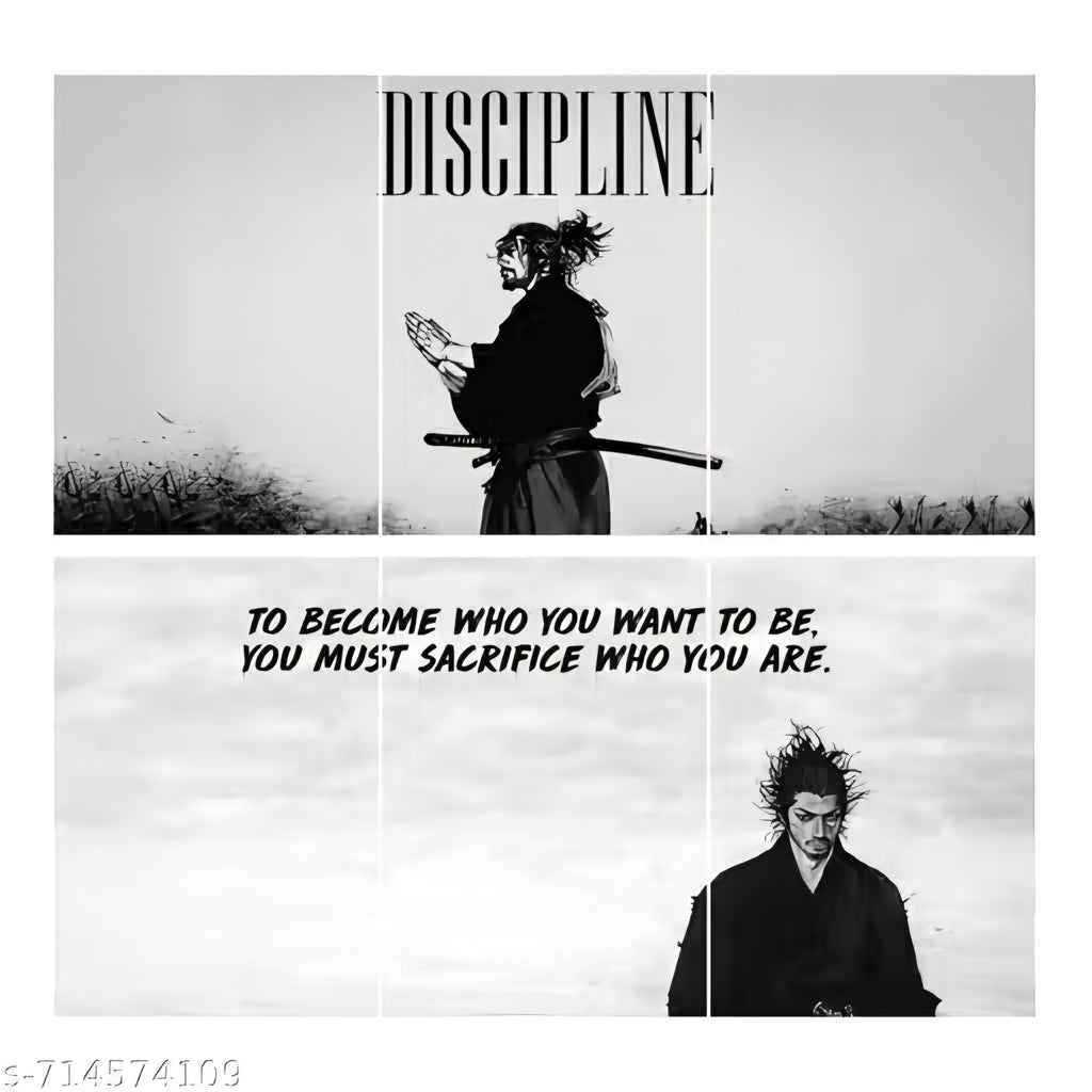 Discipline Motivational Wall Poster Set – Pack of 6 A4 Split Design Art Prints (300 GSM, Unframed)