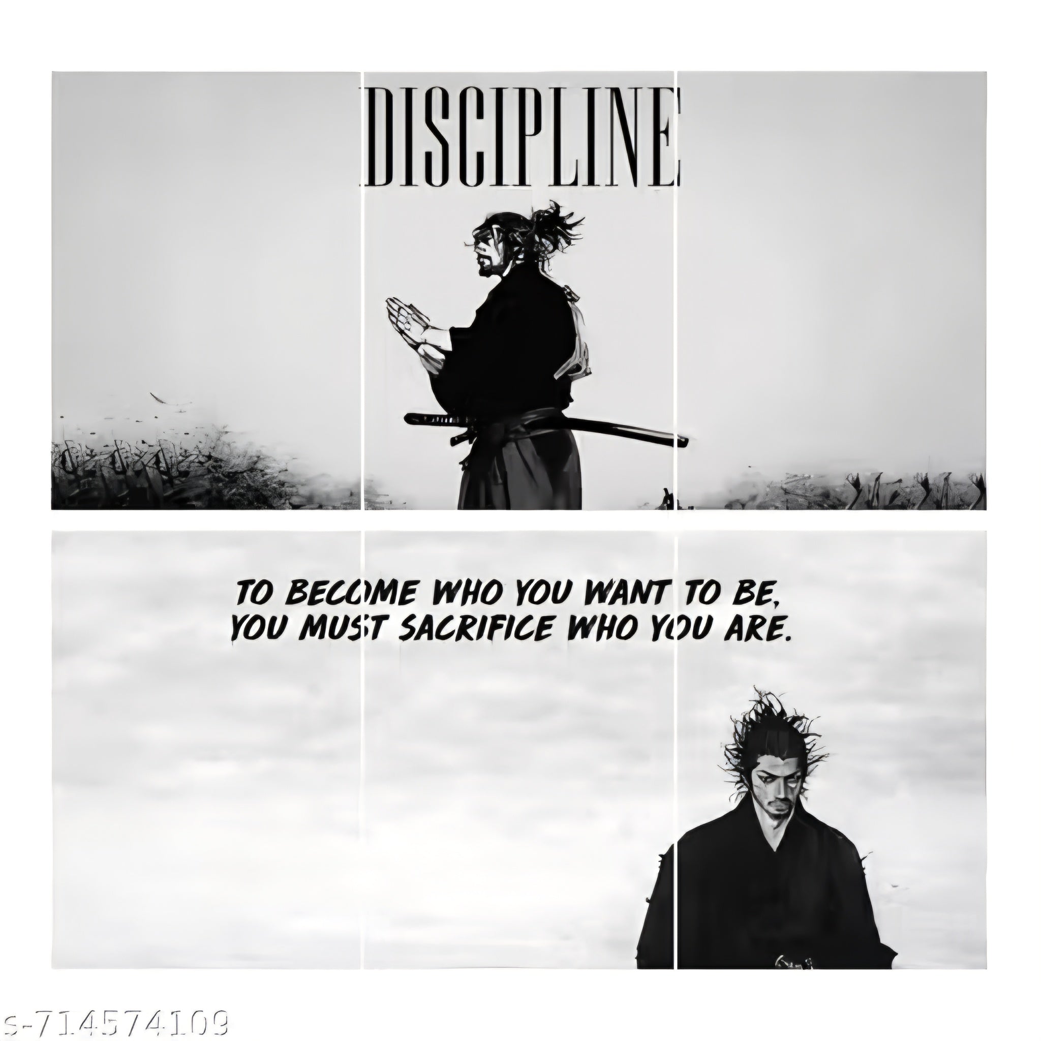 Discipline Motivational Wall Poster Set – Pack of 6 A4 Split Design Art Prints (300 GSM, Unframed)