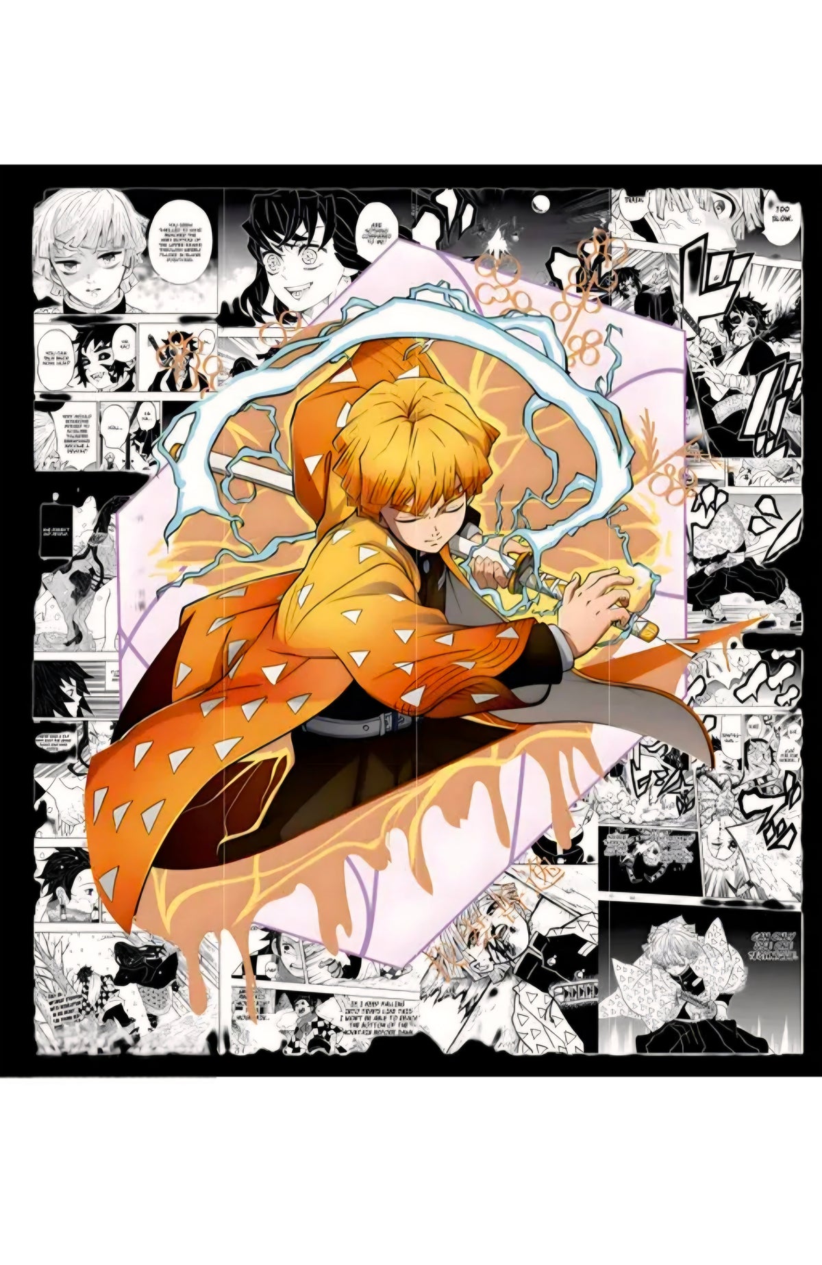 Zenitsu Thunder Breathing Manga Panel Wall Decor Pack – 12-Piece High-Definition A4 Poster Kit