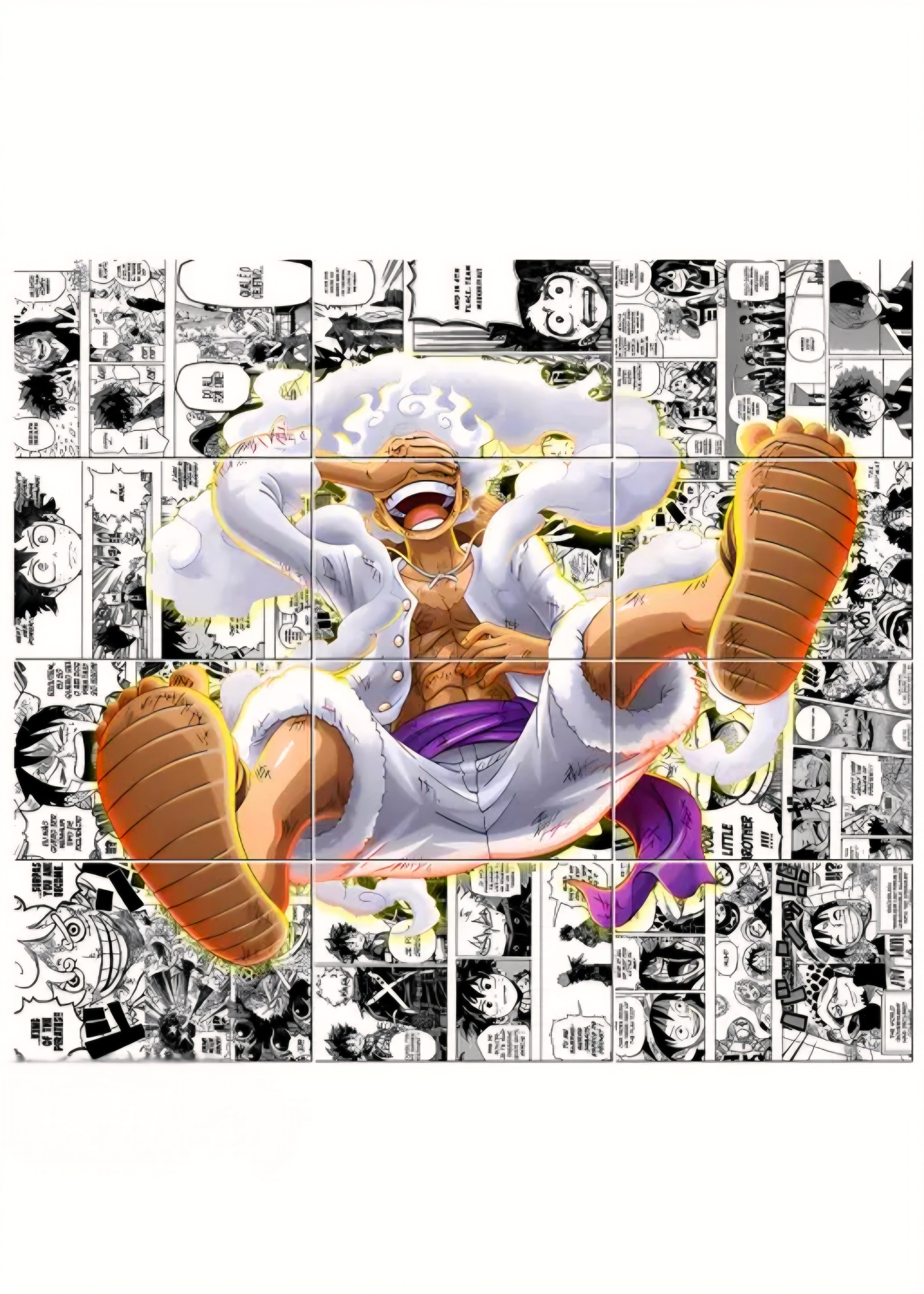 Luffy Gear 5 Anime Wall Art Poster Set of 12 | A4 Manga Style Panels | HD Quality Multicolor Room Decor