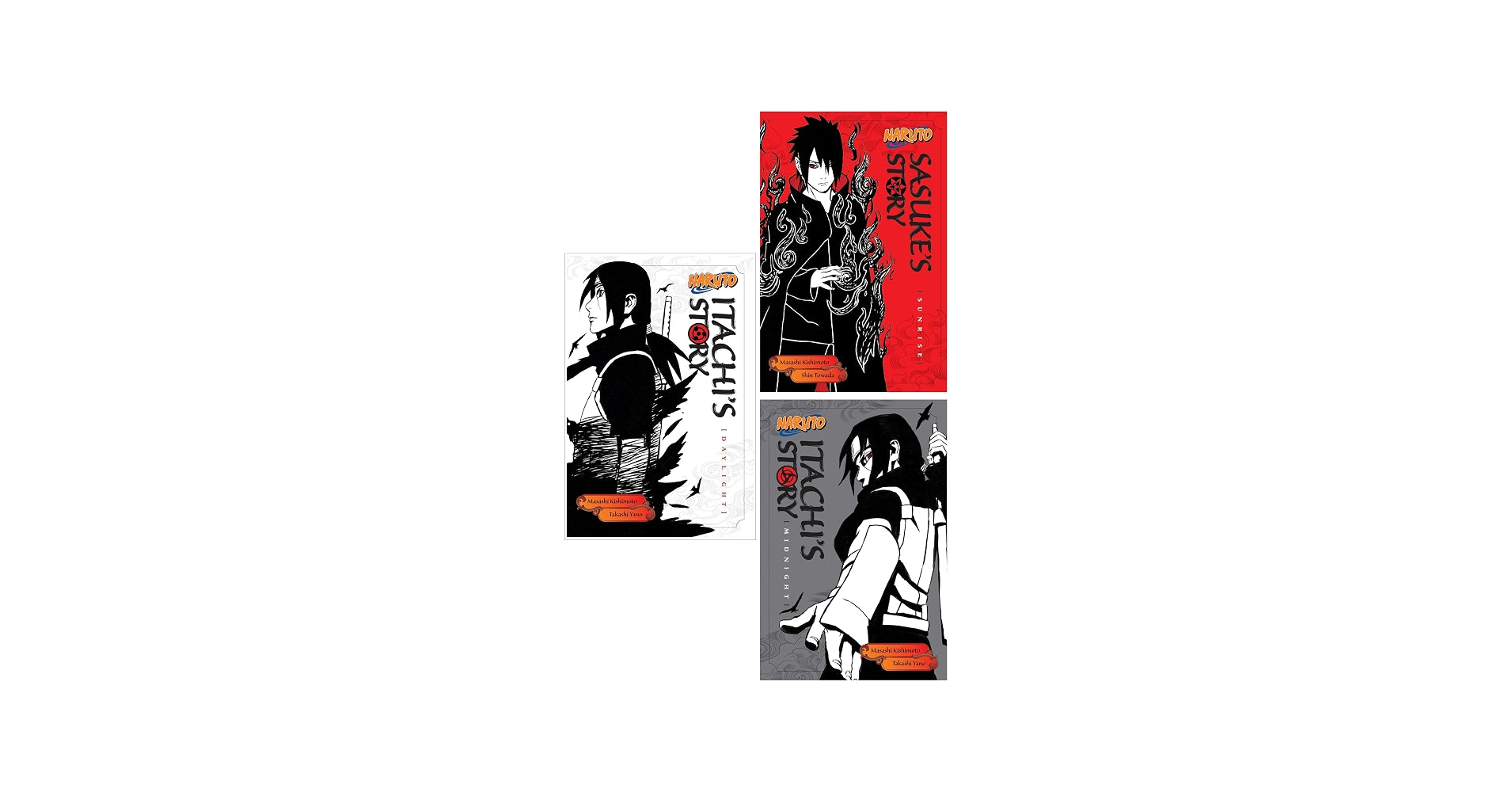 Naruto Light Novel Set: Itachi's Story (Daylight & Midnight) + Sasuke's Story (Sunrise) by Masashi Kishimoto & Takashi Yano – English Paperback