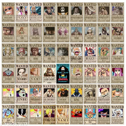 One Piece Wanted Poster Wall Collage Kit – Set of 54 Aesthetic Anime Art Prints (4x6 Inch, 300 GSM)