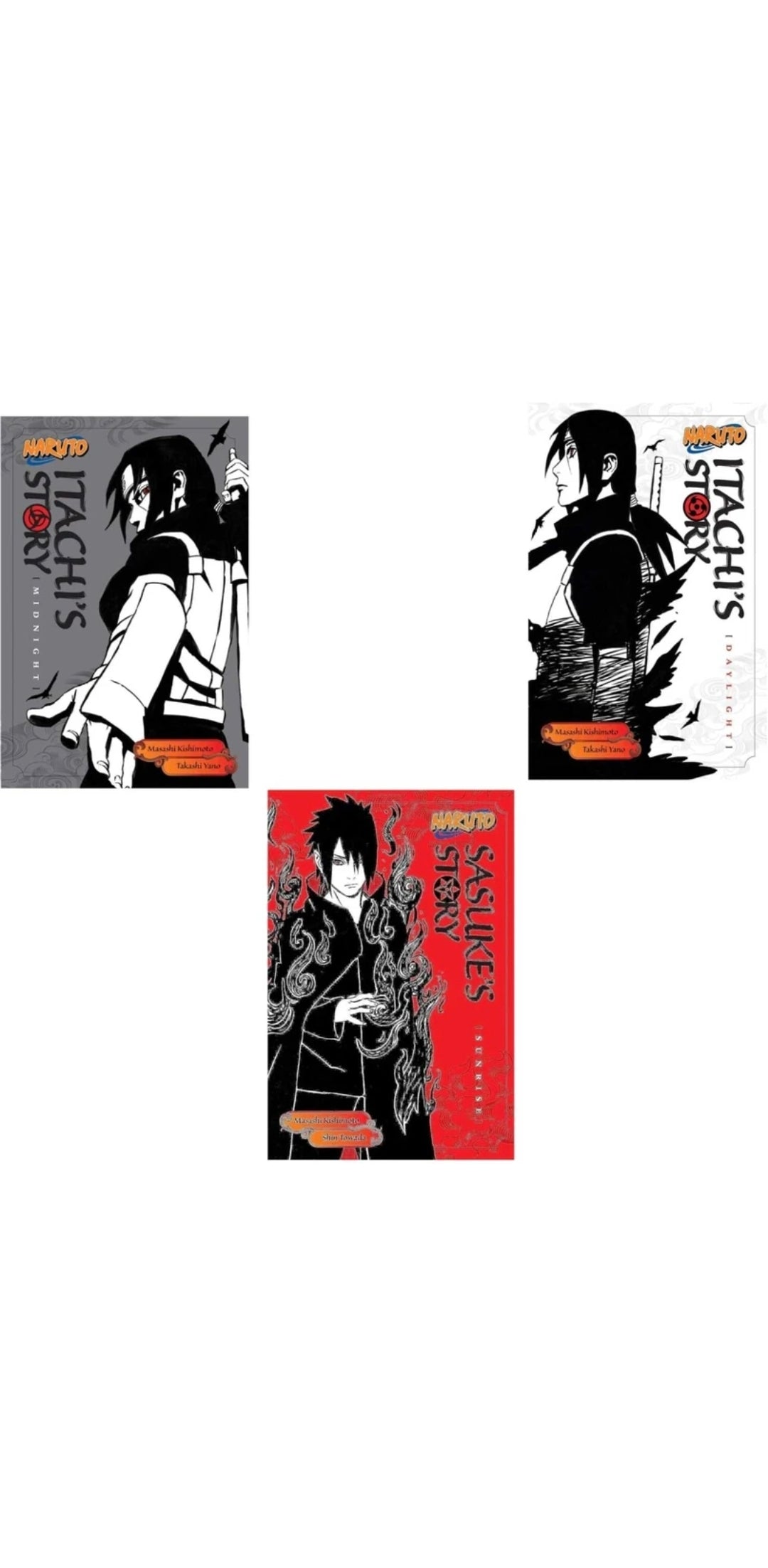 Naruto Light Novel Set: Itachi's Story (Daylight & Midnight) + Sasuke's Story (Sunrise) by Masashi Kishimoto & Takashi Yano – English Paperback