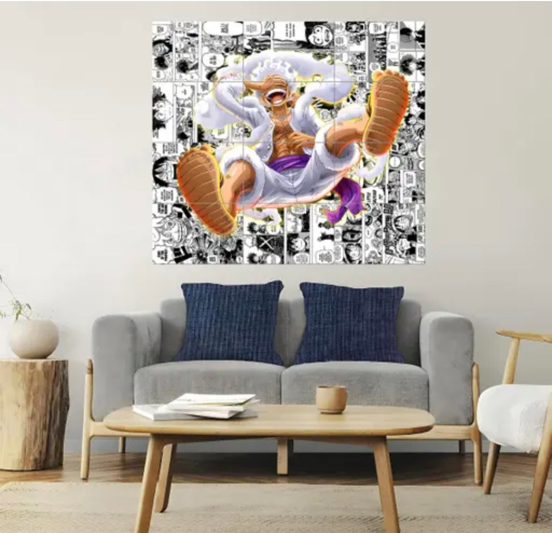 Luffy Gear 5 Anime Wall Art Poster Set of 12 | A4 Manga Style Panels | HD Quality Multicolor Room Decor