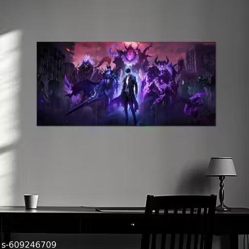 Solo Leveling Sung Jinwoo Split Wall Poster Set – 3-Piece A4 Anime Art Prints (300 GSM)