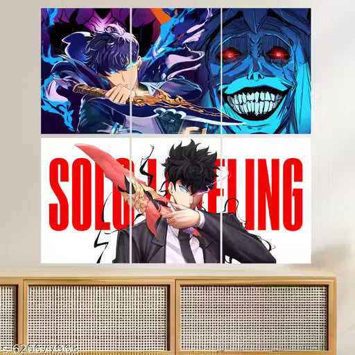 Solo Leveling Anime Wall Poster Set – Pack of 6 A4 Art Prints (300 GSM) with Free Glue Dots