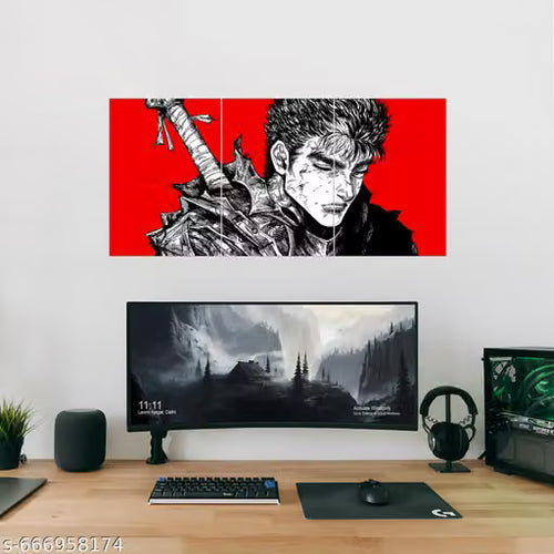 Berserk Dark Fantasy Split Poster Set – Pack of 3 A4 Anime Art Prints (300 GSM)