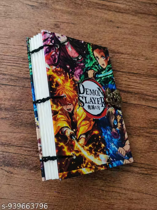 Demon Slayer Printed B6 Hardcover Journal with Lock Clasp by Desi Craft Hub (200 Pages)