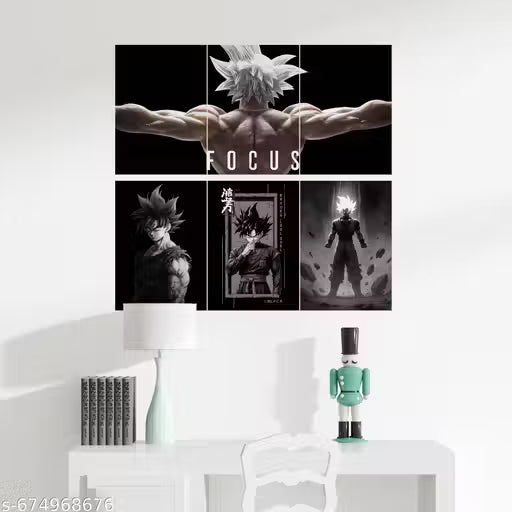 Goku Limit-Breaking Motivational Split Poster Pack – 6-Piece High-Definition A4 Wall Decor for Gym & Study