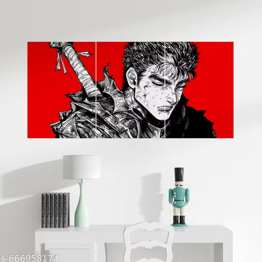 Berserk Dark Fantasy Split Poster Set – Pack of 3 A4 Anime Art Prints (300 GSM)